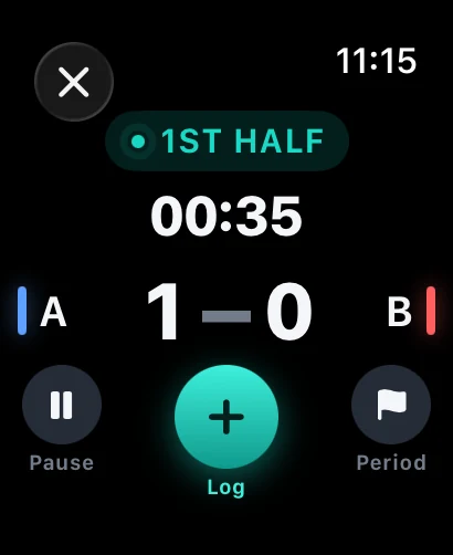 Apple Watch: live console, 1st half, 1-0